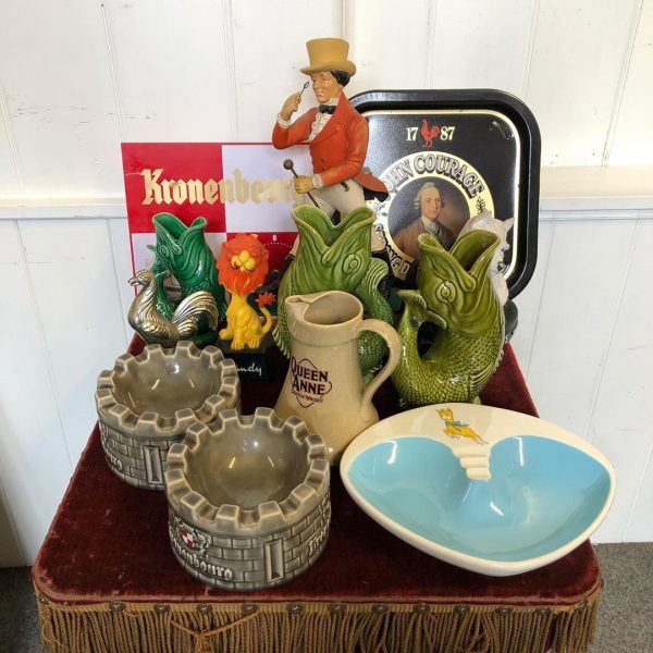 Assortment Of Pub Advertising Items Including Ash Trays