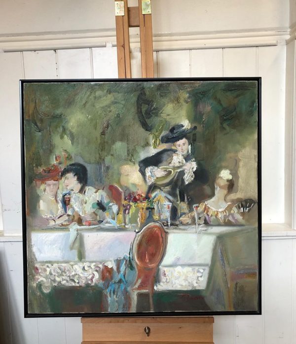 Musician At Dinner Oil Painting On Canvas Black Frame